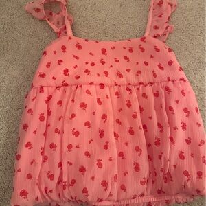 Abercrombie Kids Pink Floral Ruffle Top